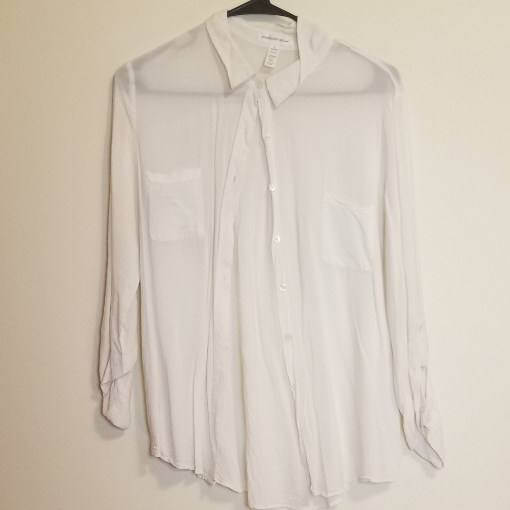 Sheer button down top